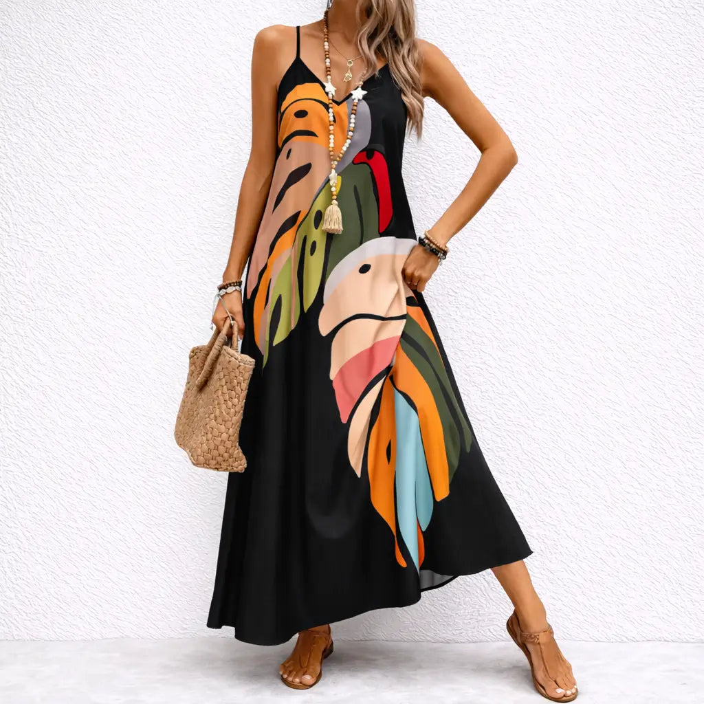 Vestido-Floral-Longo-Belle-Modelo-Frente