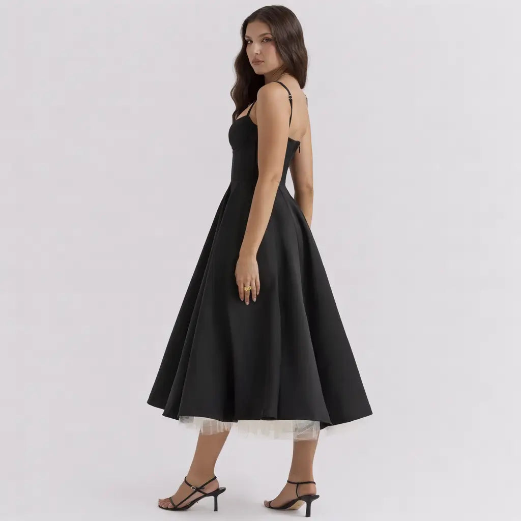 Vestido-Midi-Elegante-Flora-Preto-Costas