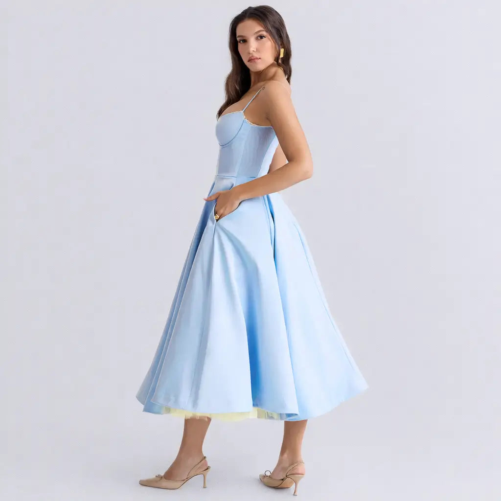 Vestido-Midi-Elegante-Serena-Azul-Pose