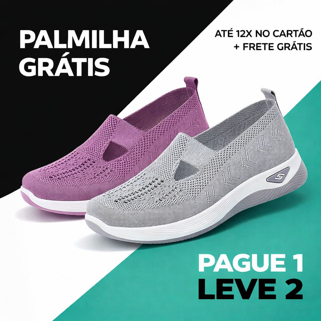 Pague 1 Leve 2: Tênis Ortopédico Confort Plus Calce Fácil + Palmilha Grátis