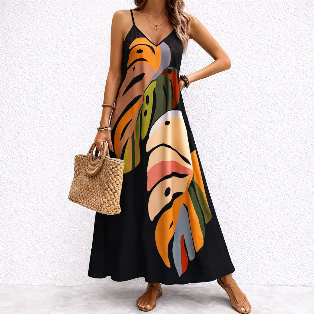 Vestido-Floral-Longo-Belle-Modelo-Lado