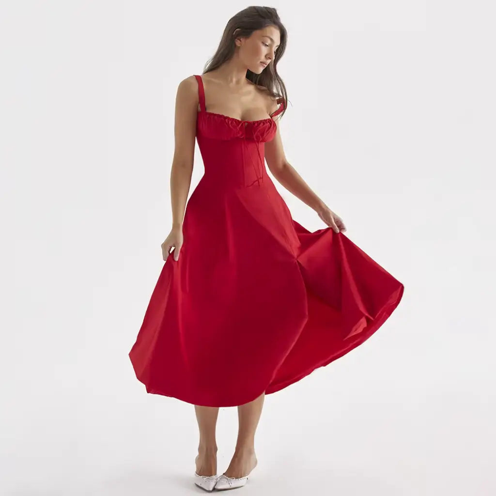 Vestido-Midi-Elegante-Fleur-Vermelho-Vestido-Aberto
