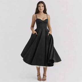 Vestido-Midi-Elegante-Flora-Preto-Frente