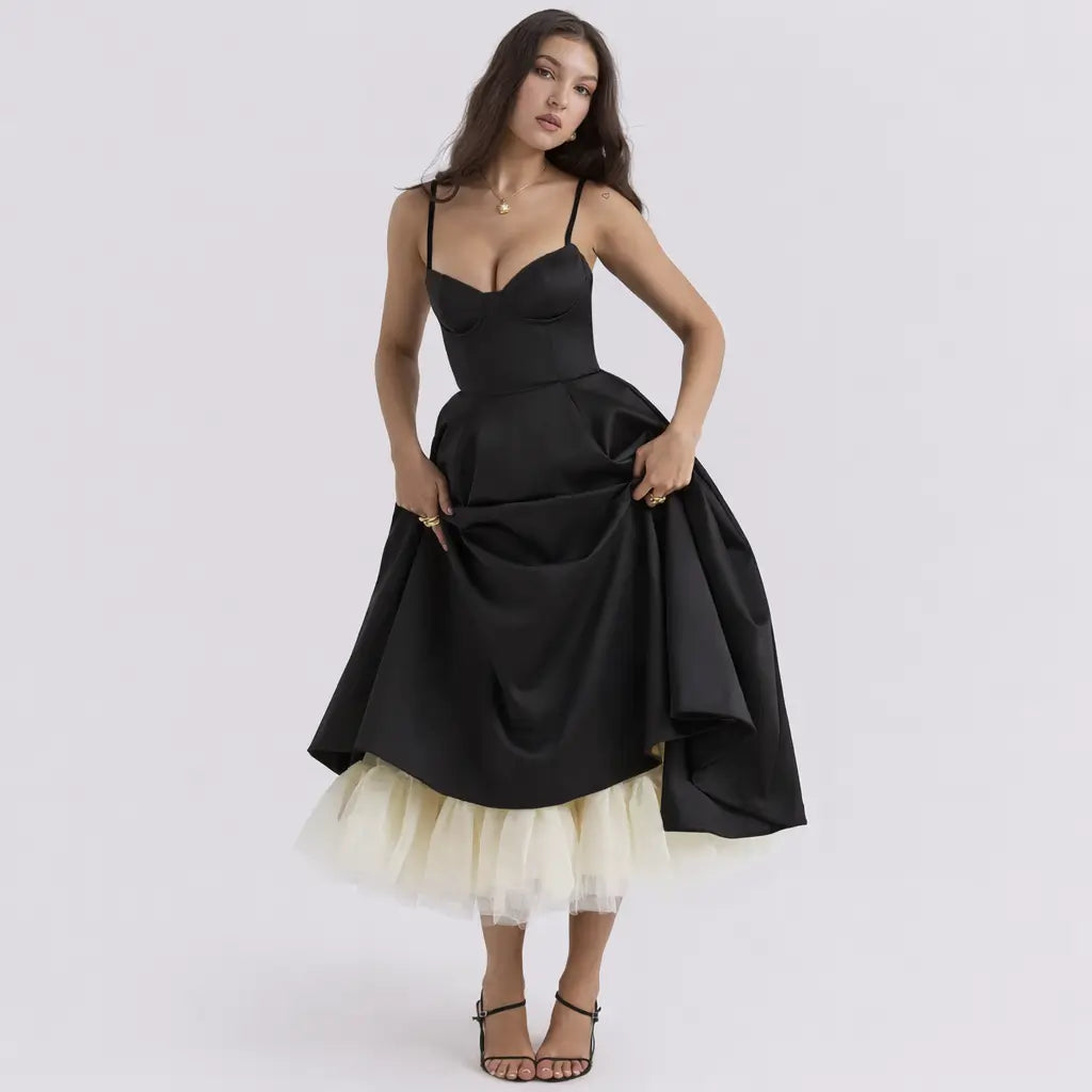 Vestido-Midi-Elegante-Flora-Preto-Pose