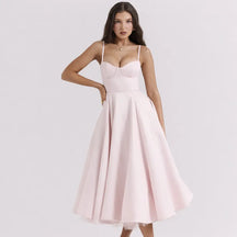 Vestido-Midi-Elegante-Flora-Rosa-Frente