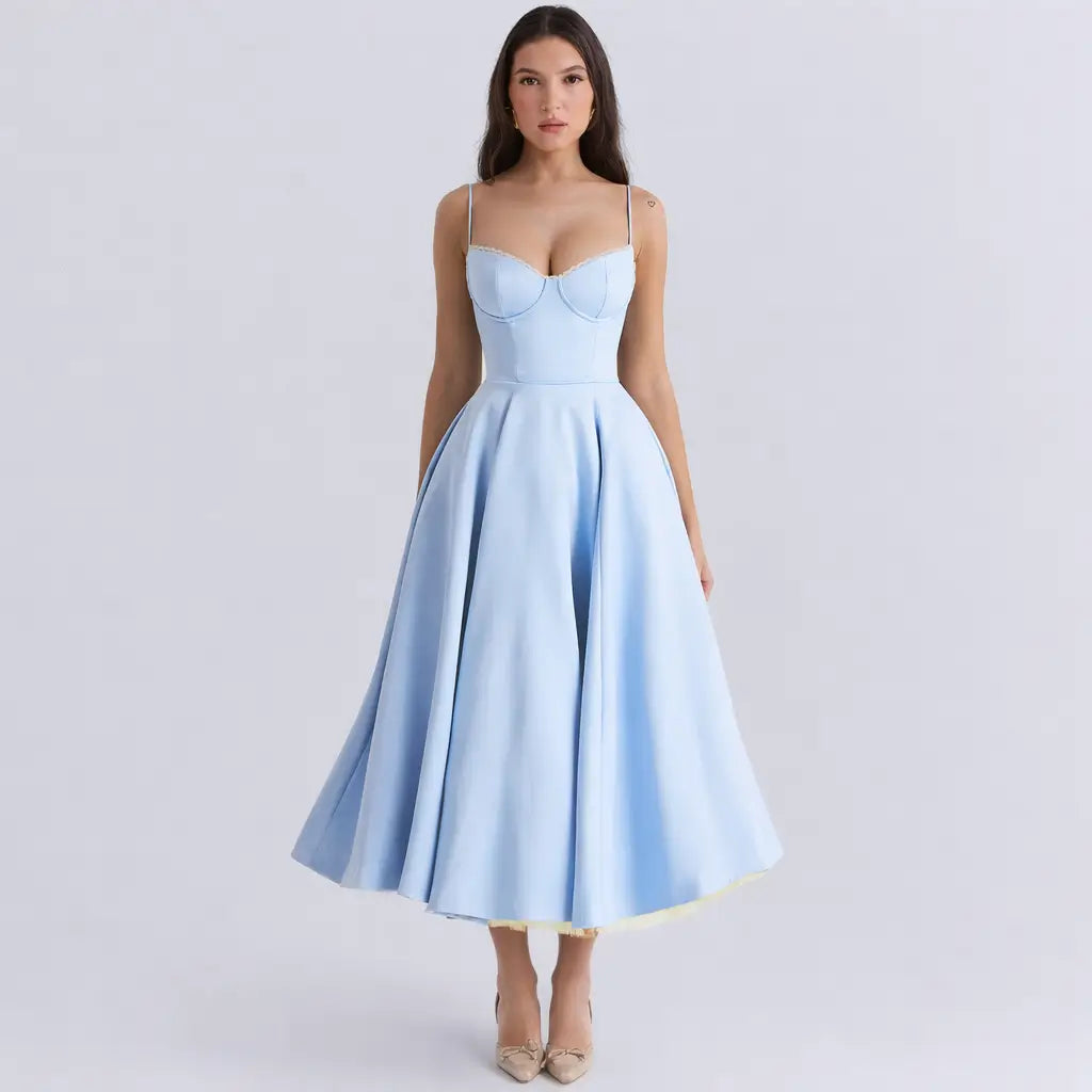 Vestido-Midi-Elegante-Serena-Azul-Frente