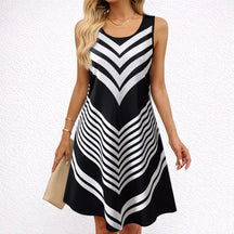 Vestido-Midi-Geometrico-Chic-Modelo-Frente