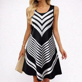 Vestido-Midi-Geometrico-Chic-Modelo-Frente