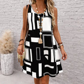 Vestido-Midi-Geometrico-Elise-Preto-Frente